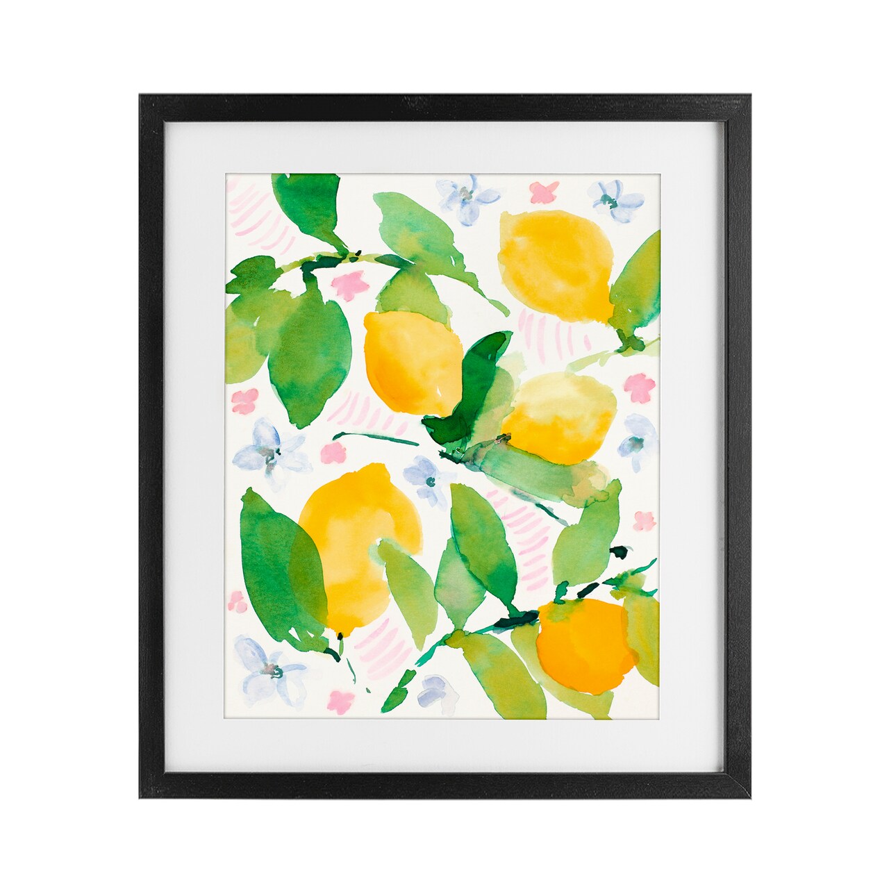Stupell Industries Garden Lemons with Pastel Florals Framed Print Under Glass, design by Lanie Loreth